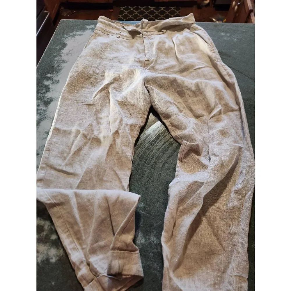 Reformation  Fisher Linen Paper Bag Pants sz 8